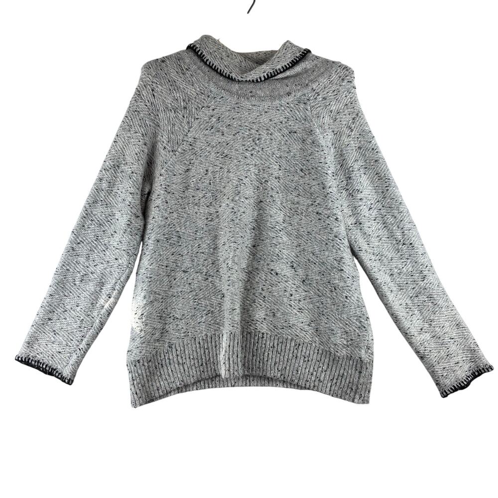 Cable & Gauge Cowl Neck Sweater Women's Measured XL Grey Confetti Knit Soft